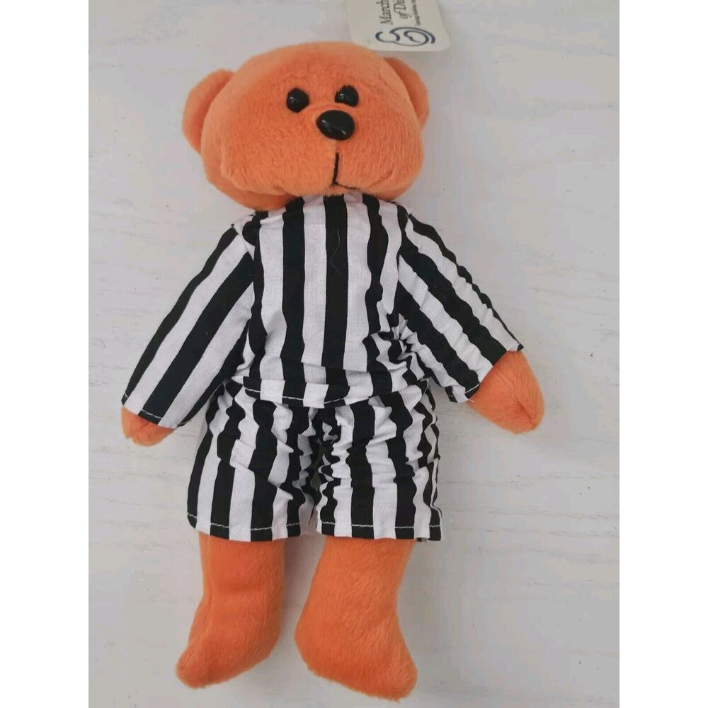 Vintage Plushland Teddy Bear‎ Bean Bag Plush March of Dimes "Stripes" 2000